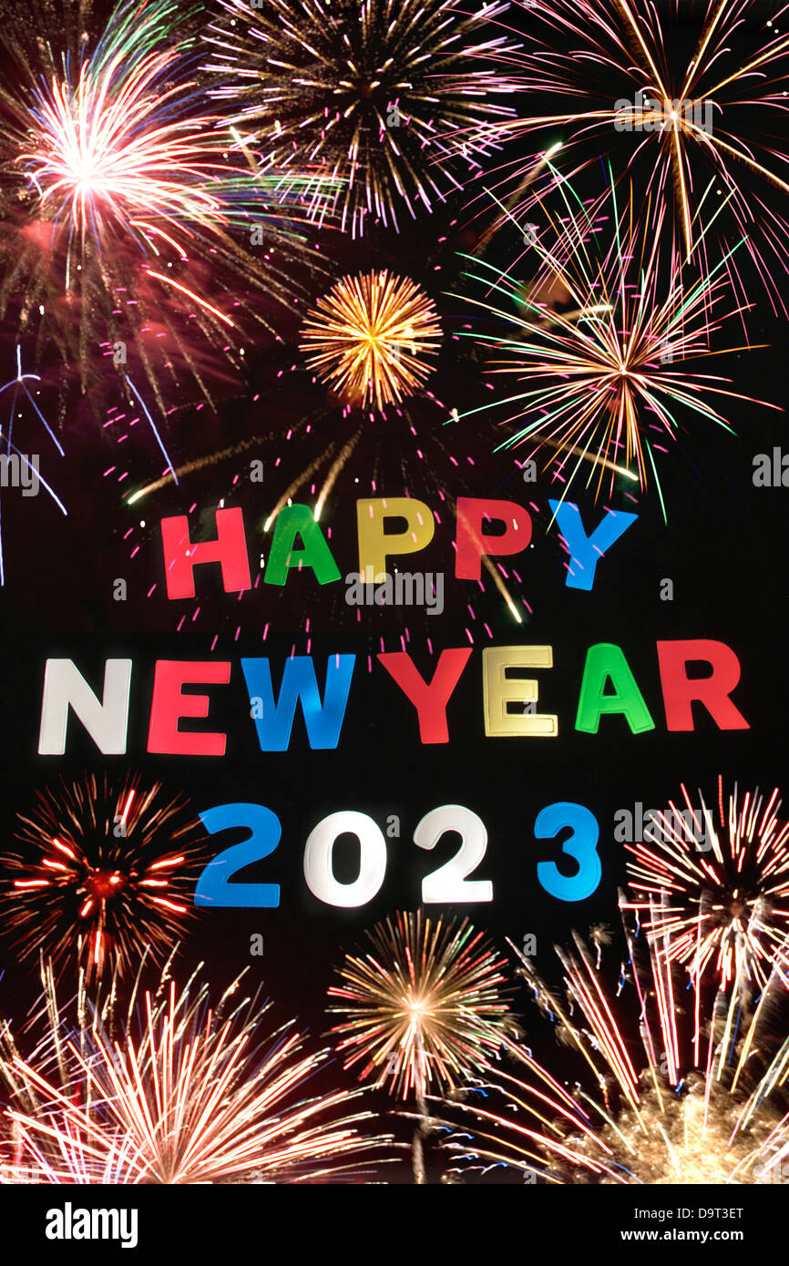 Happy new year 2023 fireworks hi-res stock photography and images