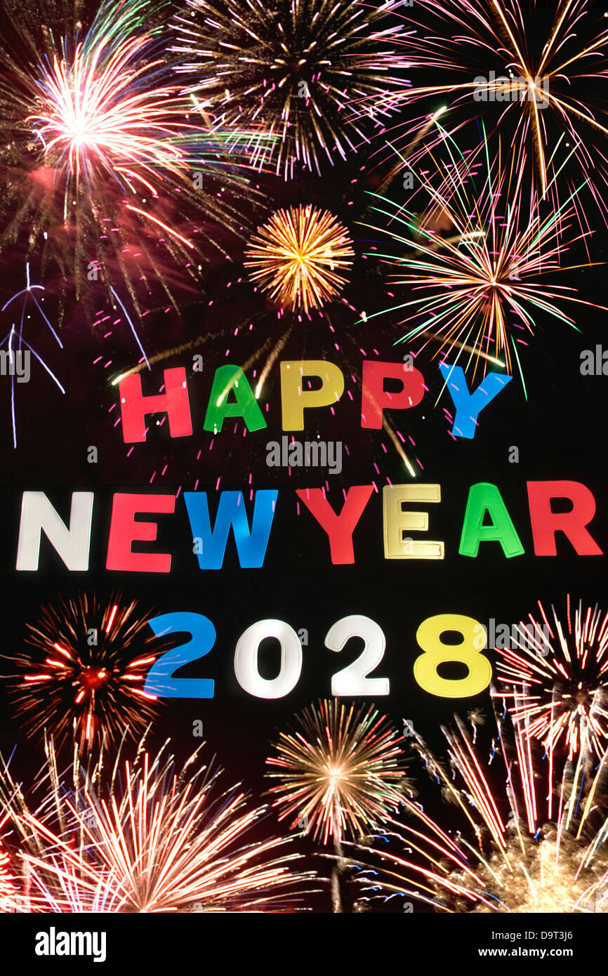 HAPPY NEW YEAR 2028 Stock Photo