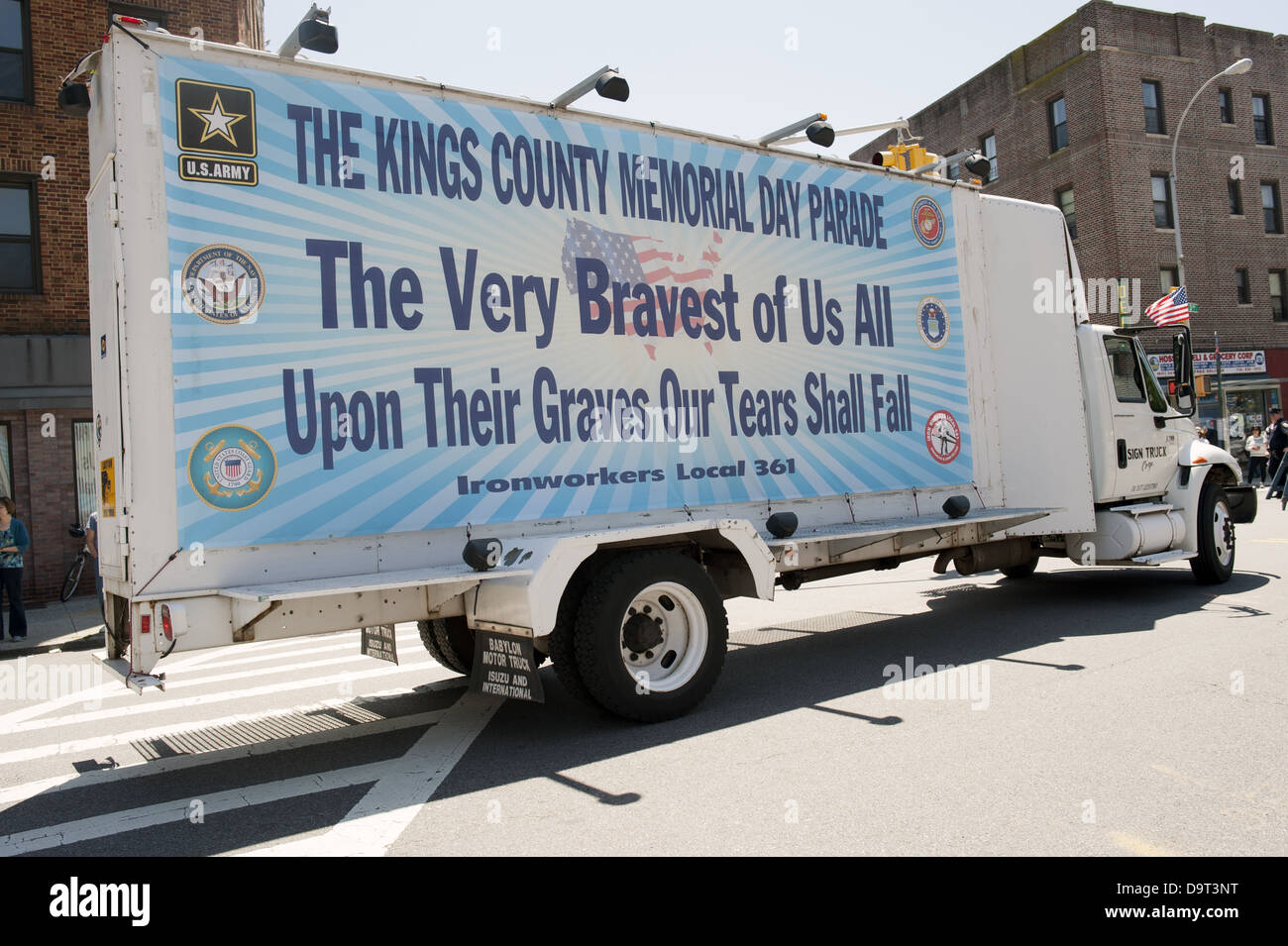 Truck advertising The Kings County Memorial Day Parade in the Bay Ridge
