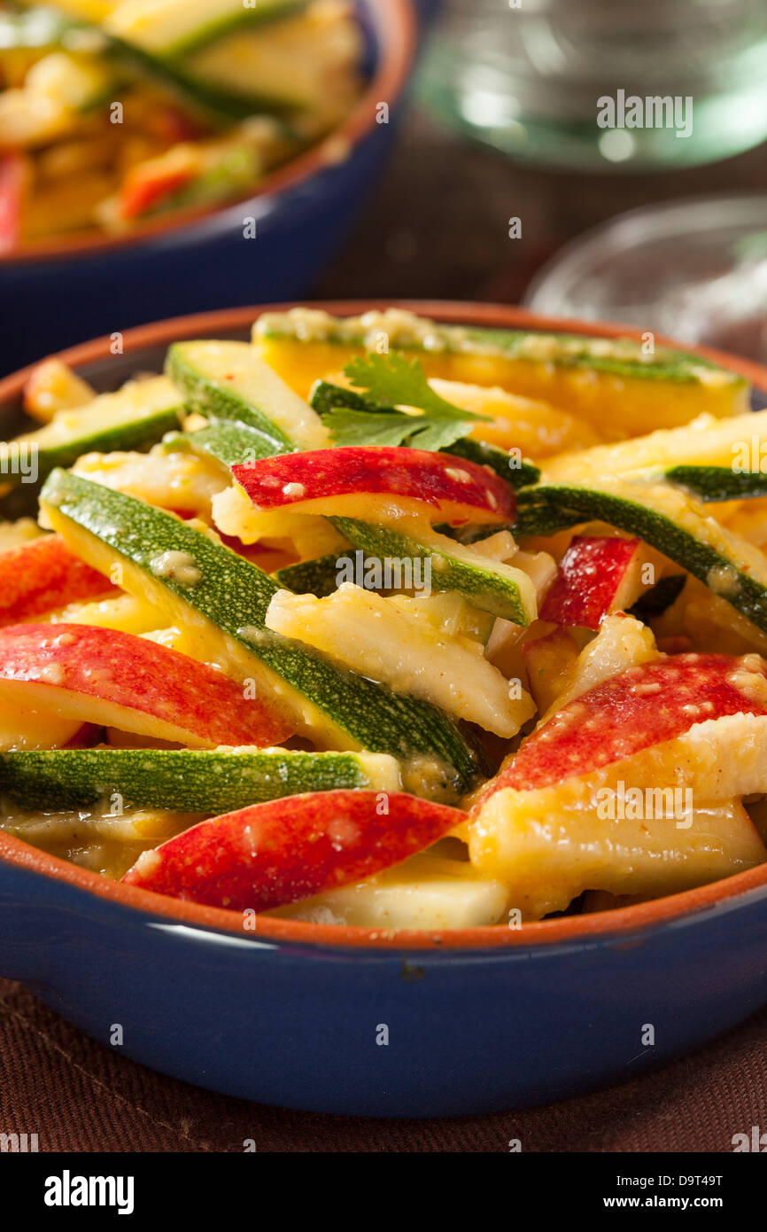 Organic Vegetable and Fruit Salad with Cucumber and Apple Stock Photo