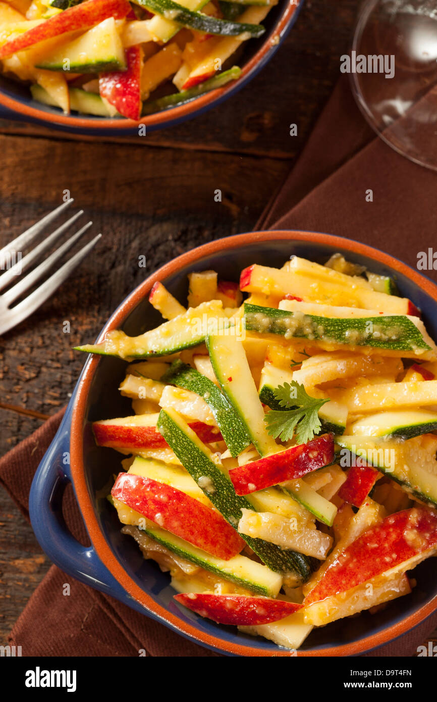 Organic Vegetable and Fruit Salad with Cucumber and Apple Stock Photo