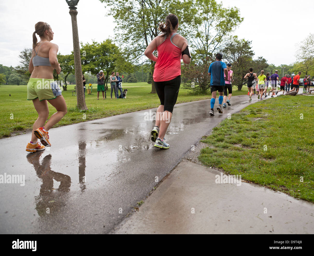 Runners participate in the Rock and Sole 1/2 Marathon in Milwaukee, Wisconsin. Stock Photo