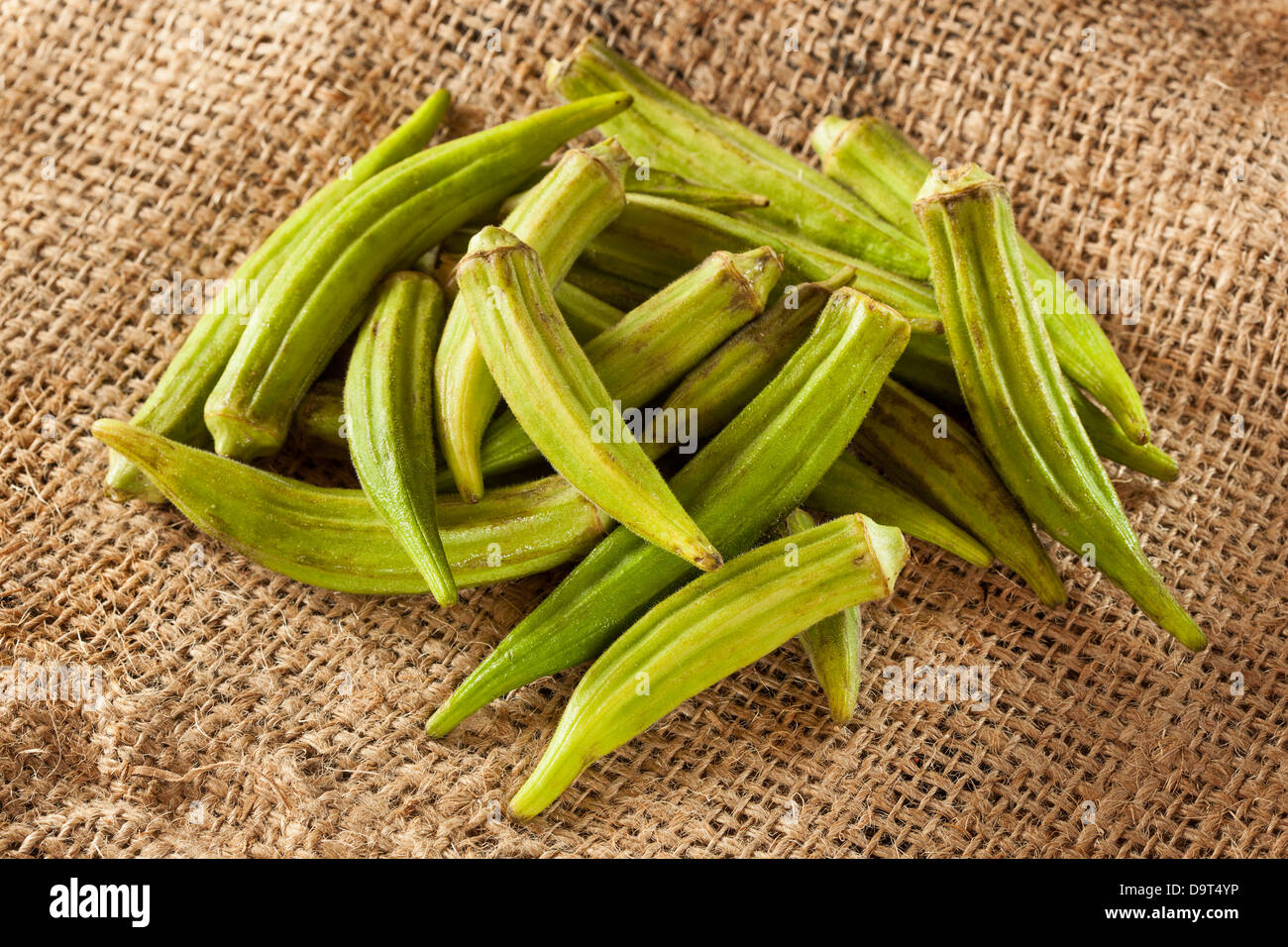 Organic Green Okra Vegetable against a Background Stock Photo Alamy