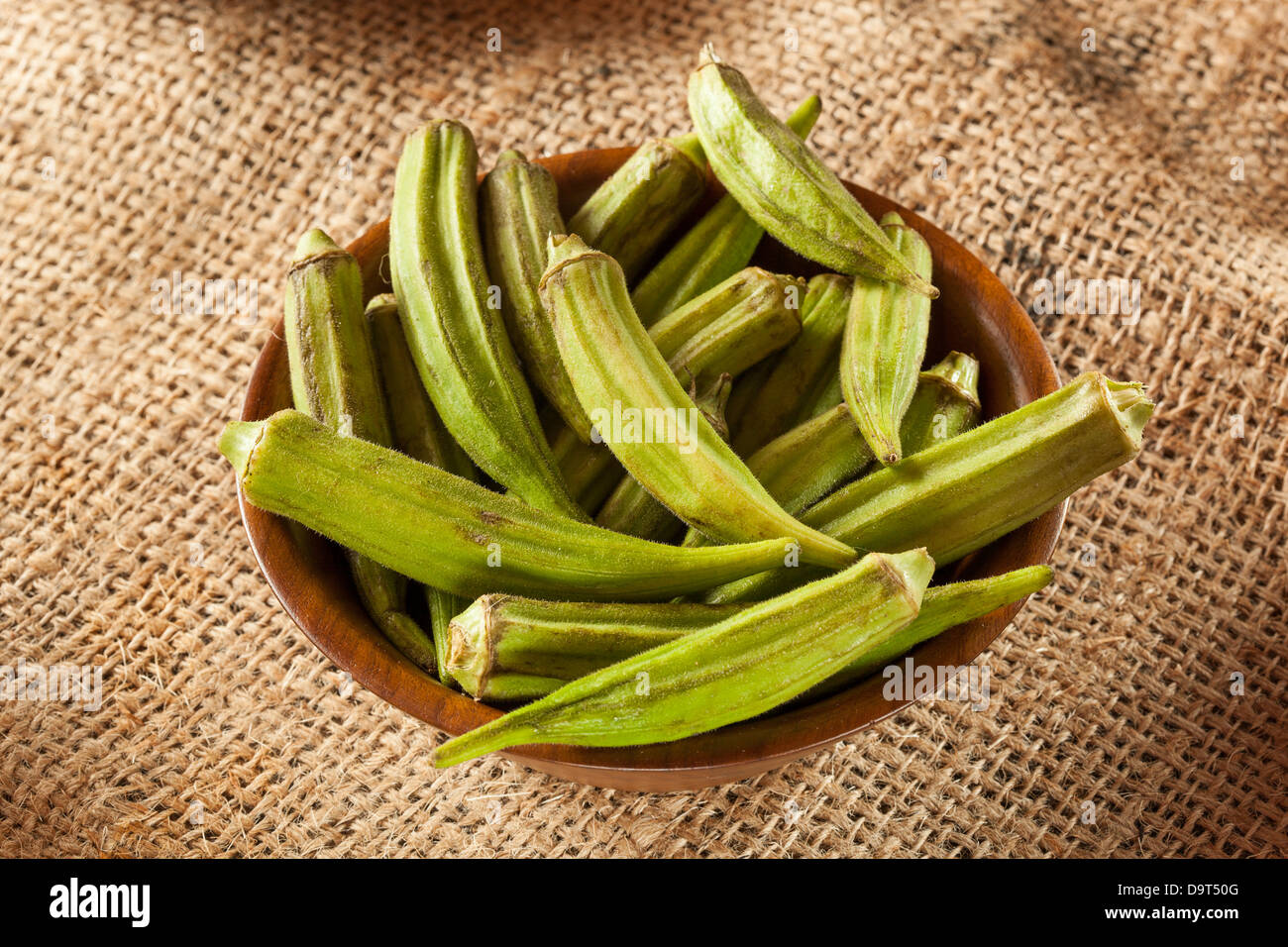 Organic Green Okra Vegetable against a Background Stock Photo Alamy