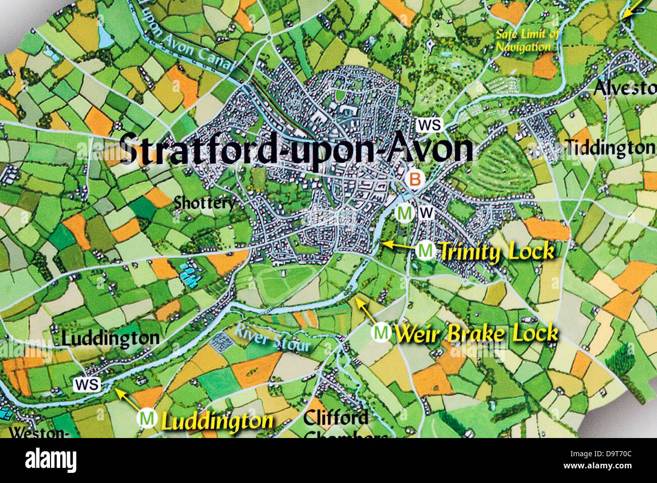 A Navigation map of Stratford upon Avon Stock Photo