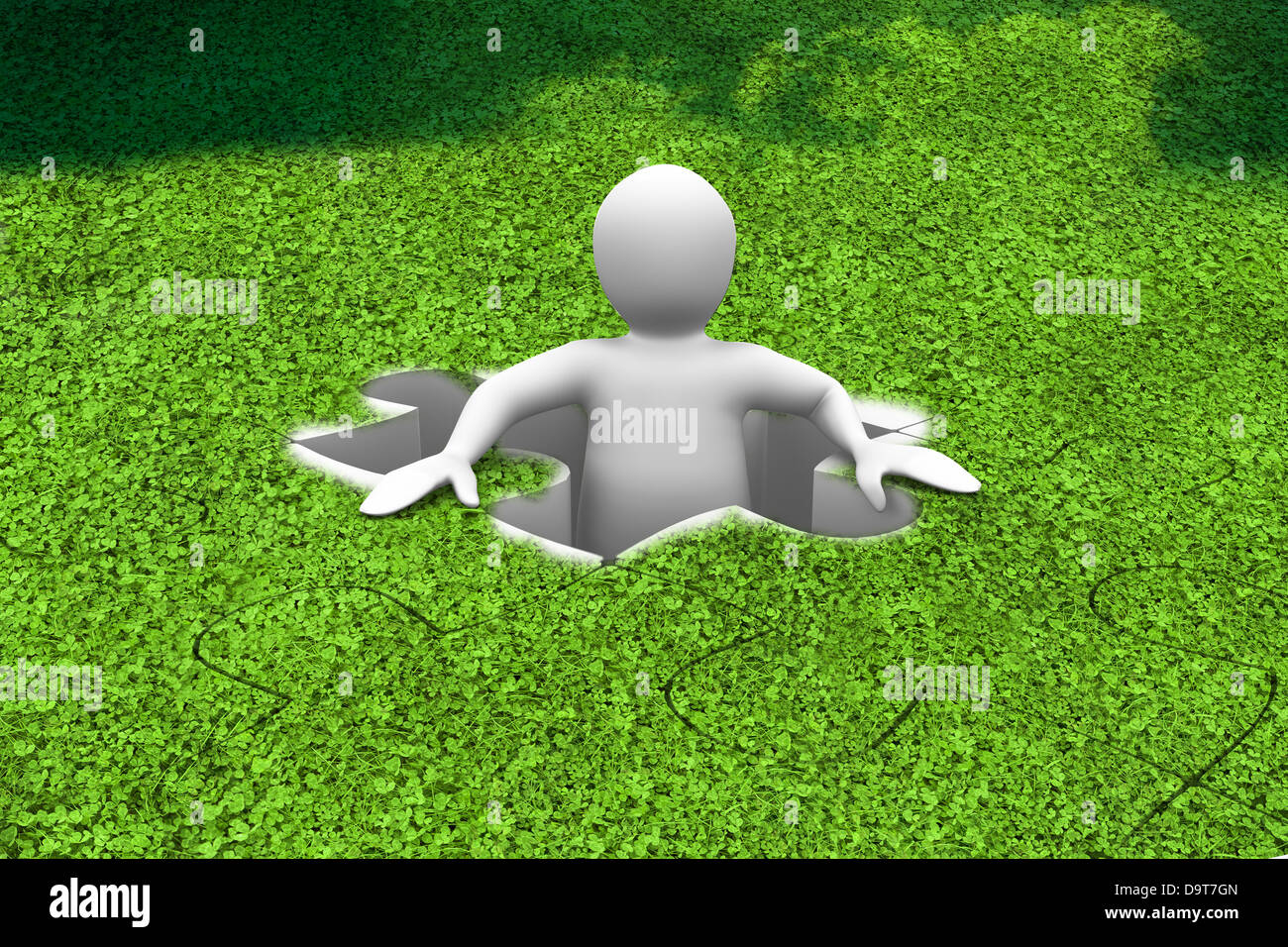 White character appearing in a jigsaw Stock Photo