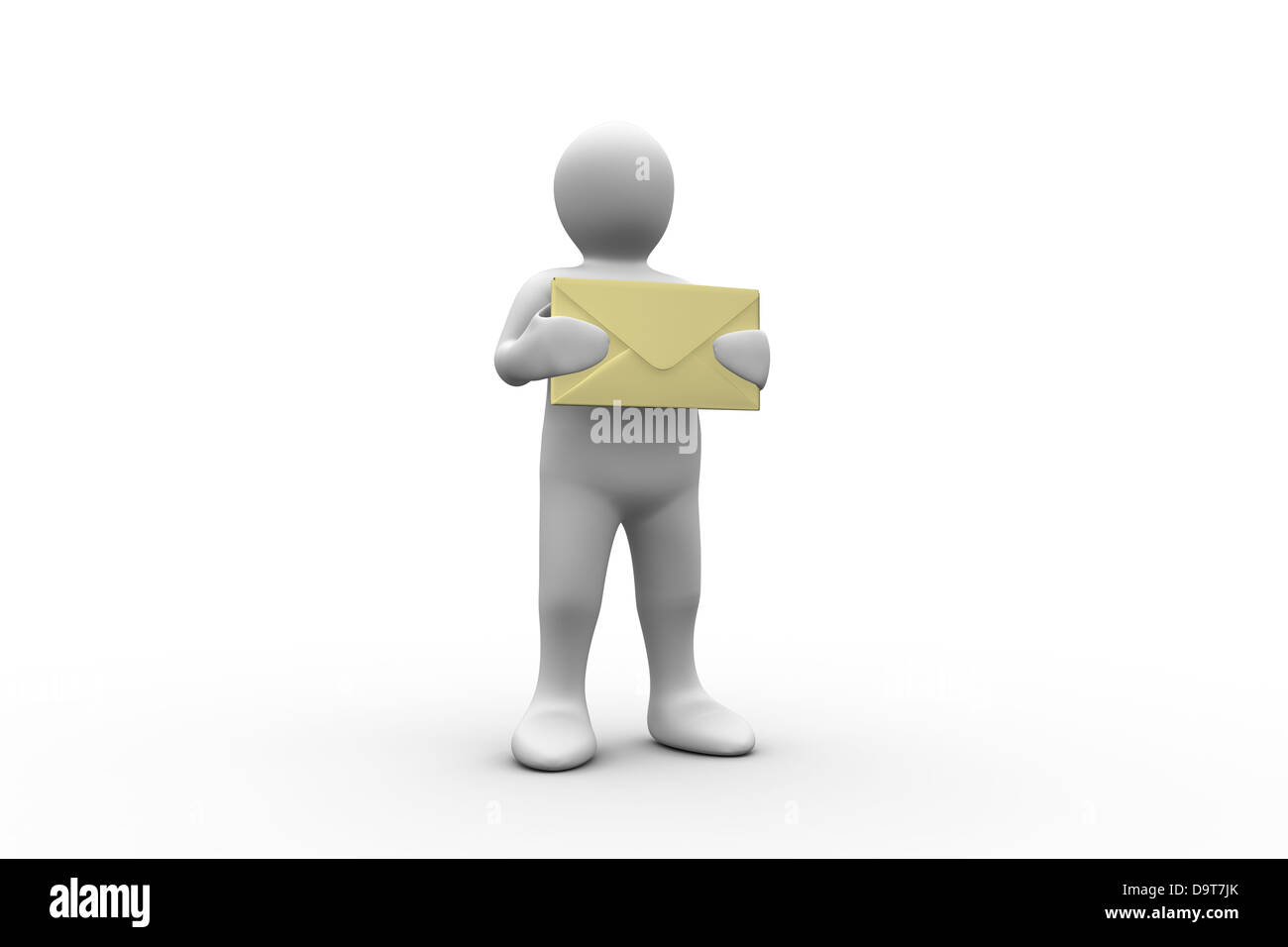 White figure holding a big brown envelope Stock Photo