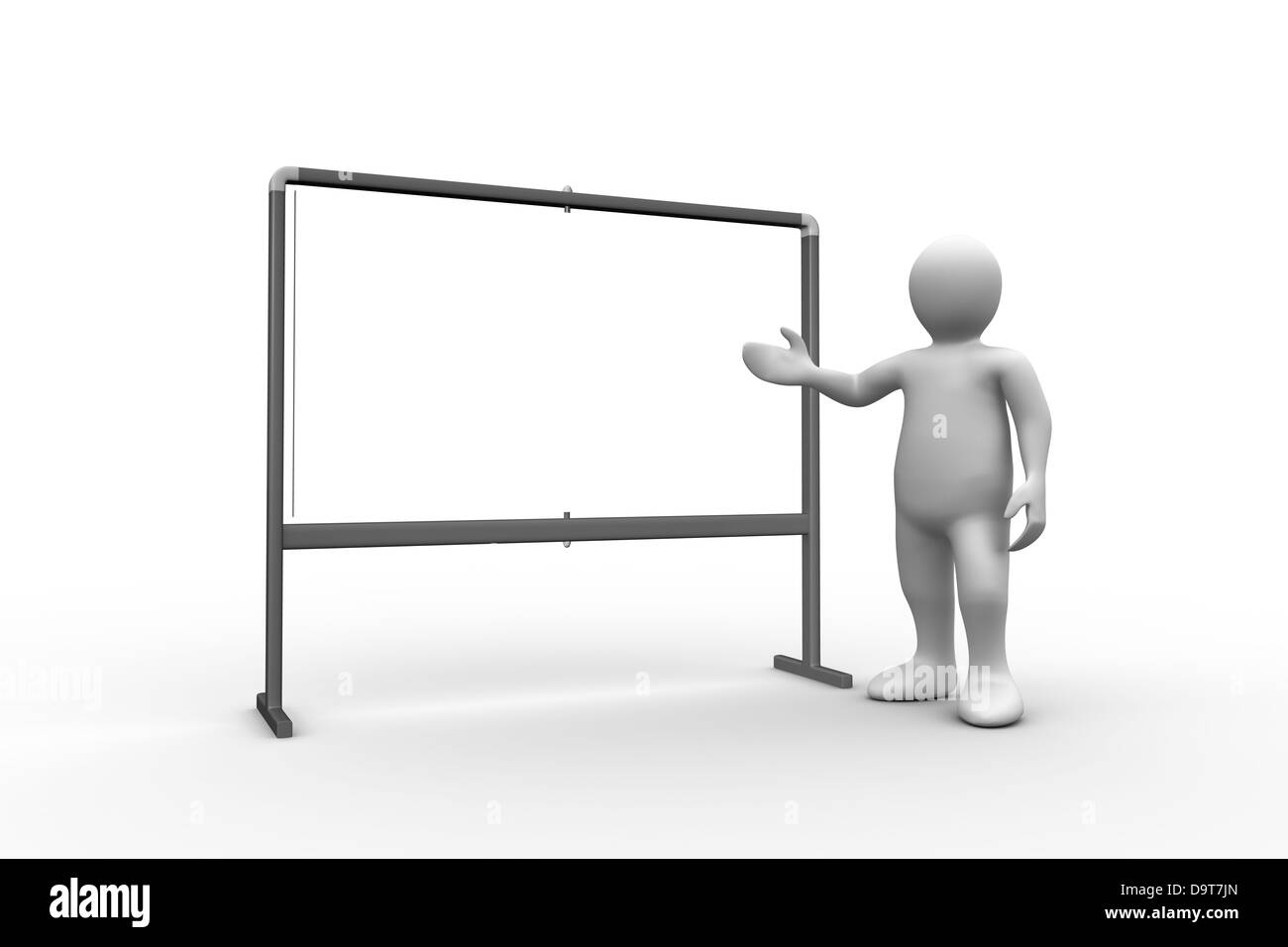 White figure pointing to whiteboard Stock Photo