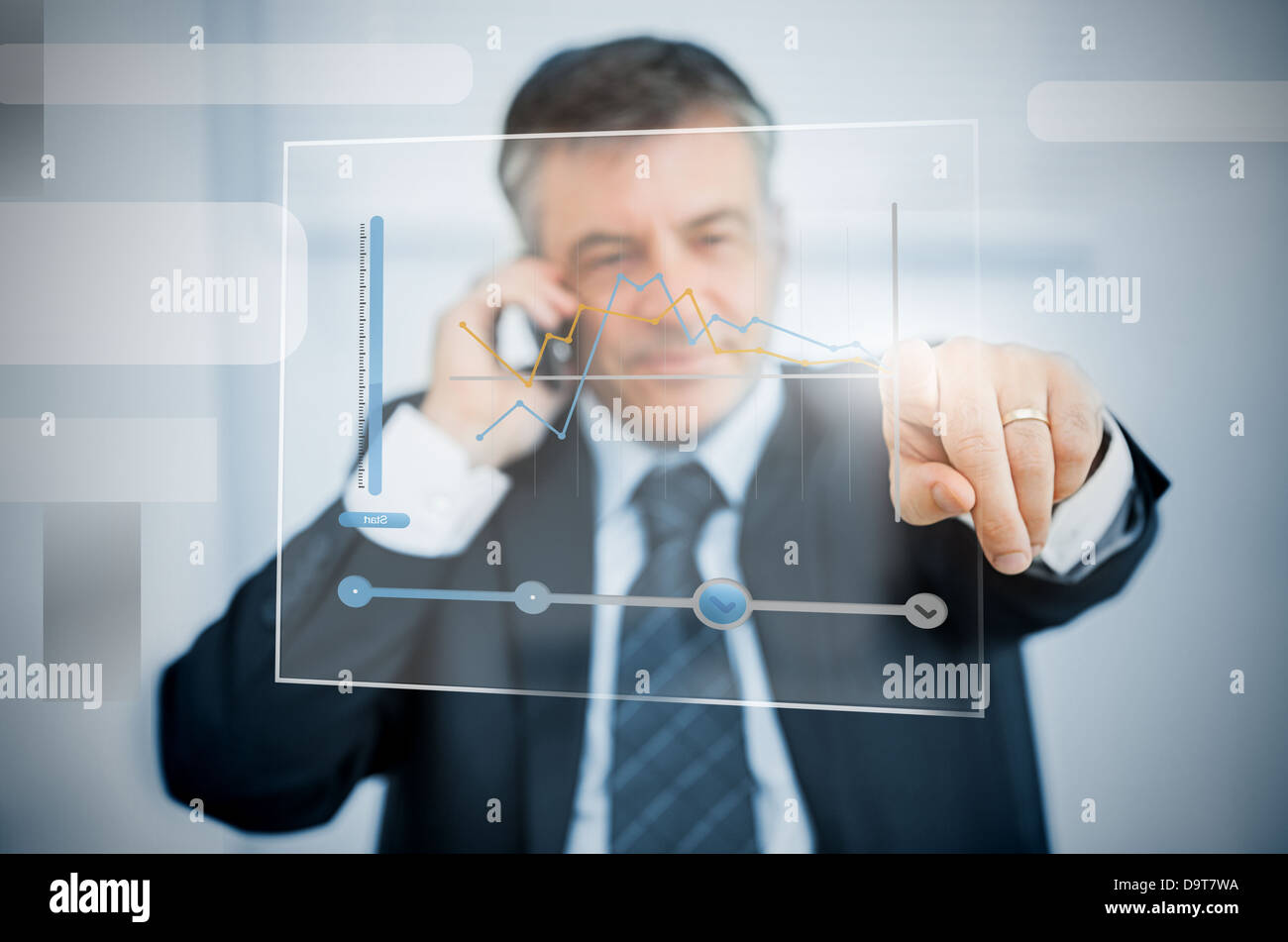 Businessman using touchscreen interface hi-res stock photography and ...