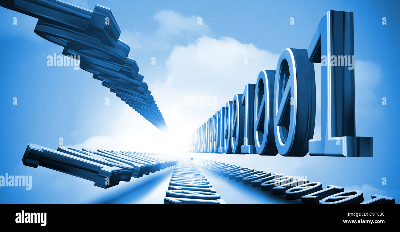 3d binary code in the blue sky Stock Photo - Alamy