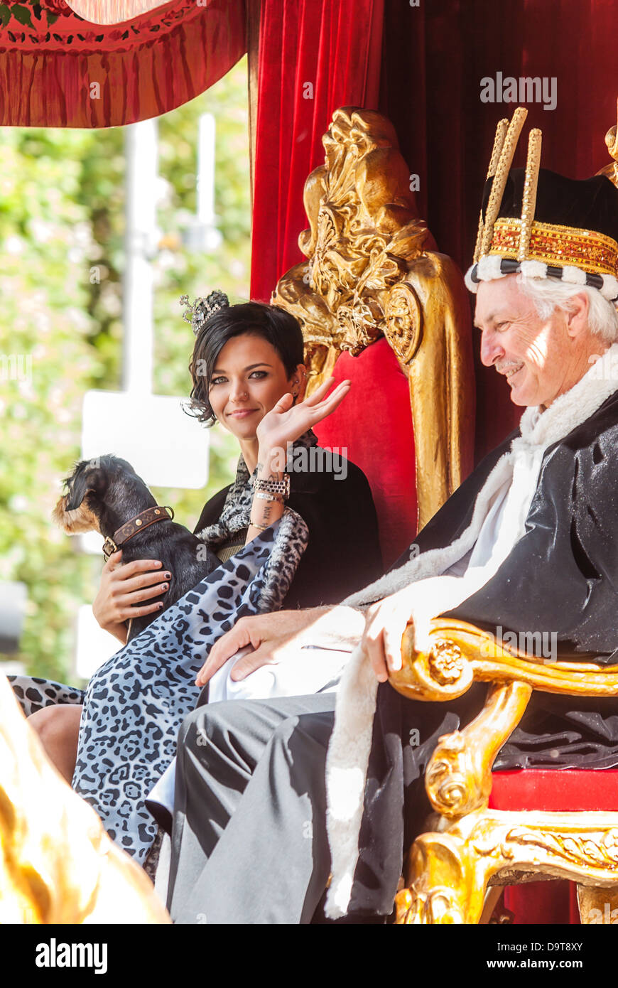 The King and Queen of Moomba feature in the parade for the Moomba festival, only in Melbourne Australia. Stock Photo