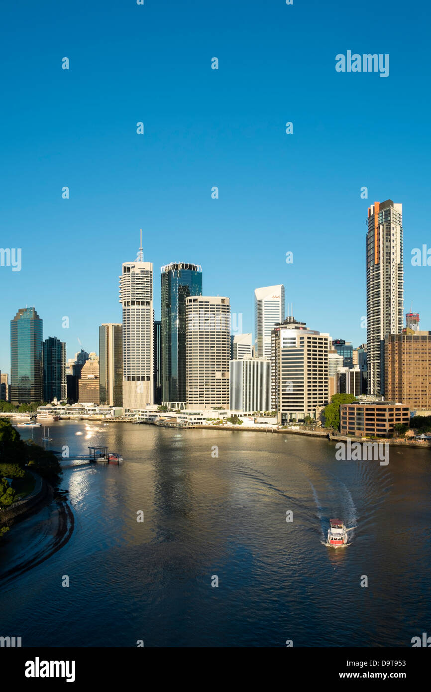 Early morning skyline of Central Business District of Brisbane in Queensland Australia Stock Photo