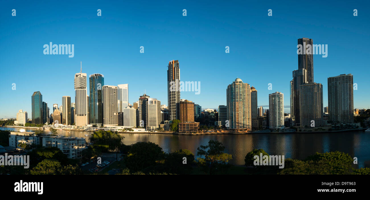 Early morning skyline of Central Business District of Brisbane in Queensland Australia Stock Photo