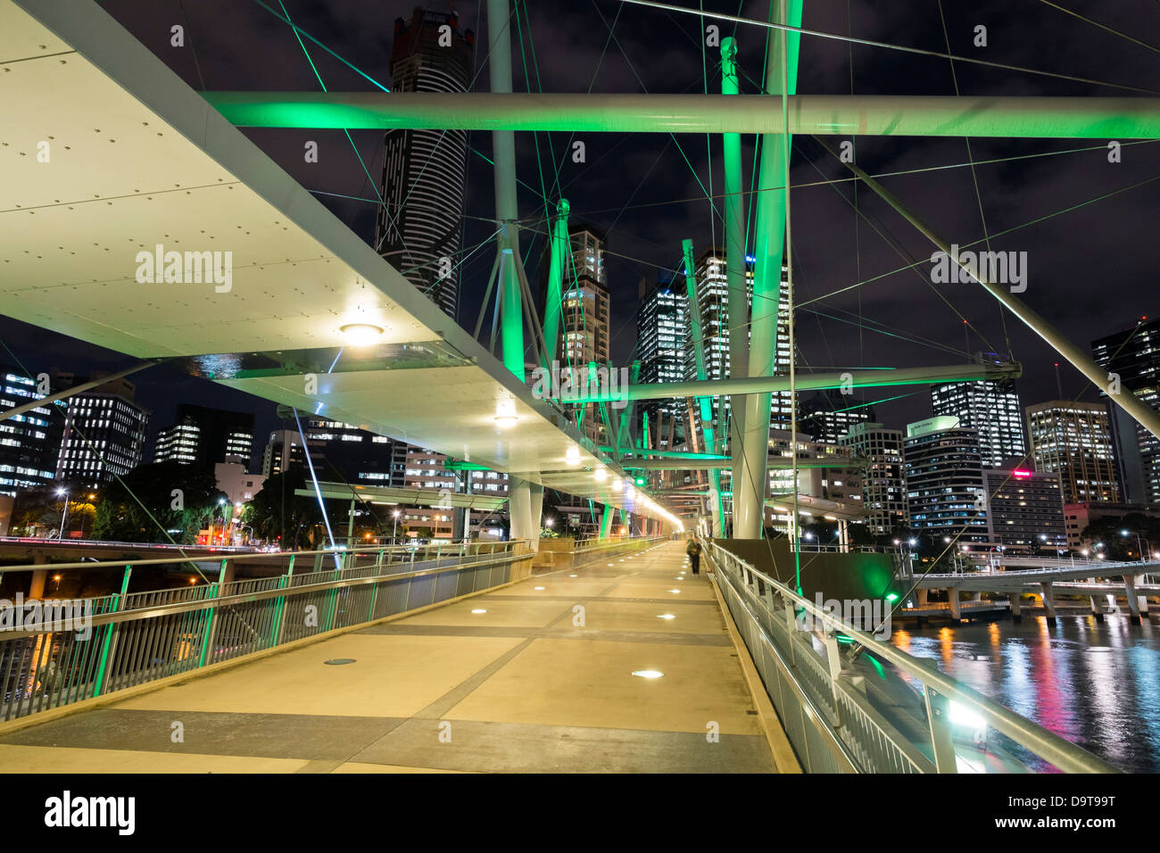 Modern Kurilpa bridge which is a footbridge crossing the Brisbane River in Brisbane Queensland Australia Stock Photo