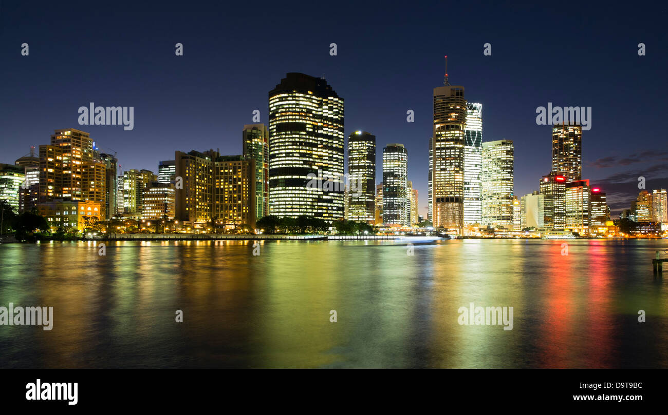 Evening skyline of Central Business District of Brisbane in Queensland Australia Stock Photo