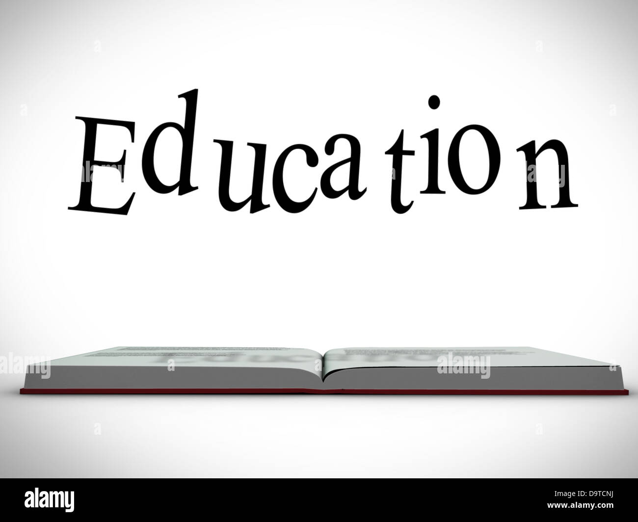 Education message above open book graphic Stock Photo Alamy
