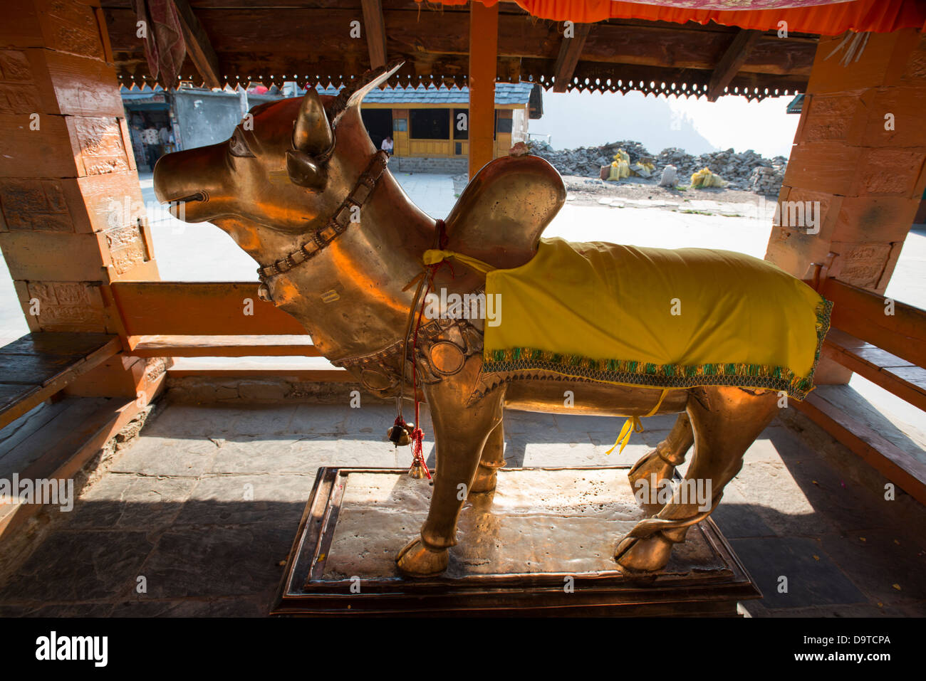 A rarely seen Hindu bronze statue of a standing Nandi Bull in the