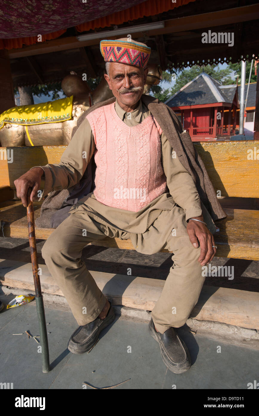 A Hindu Gaddi tribesman poses for the camera in the tribal village of Bharmour, Himachal Pradesh, India Stock Photo