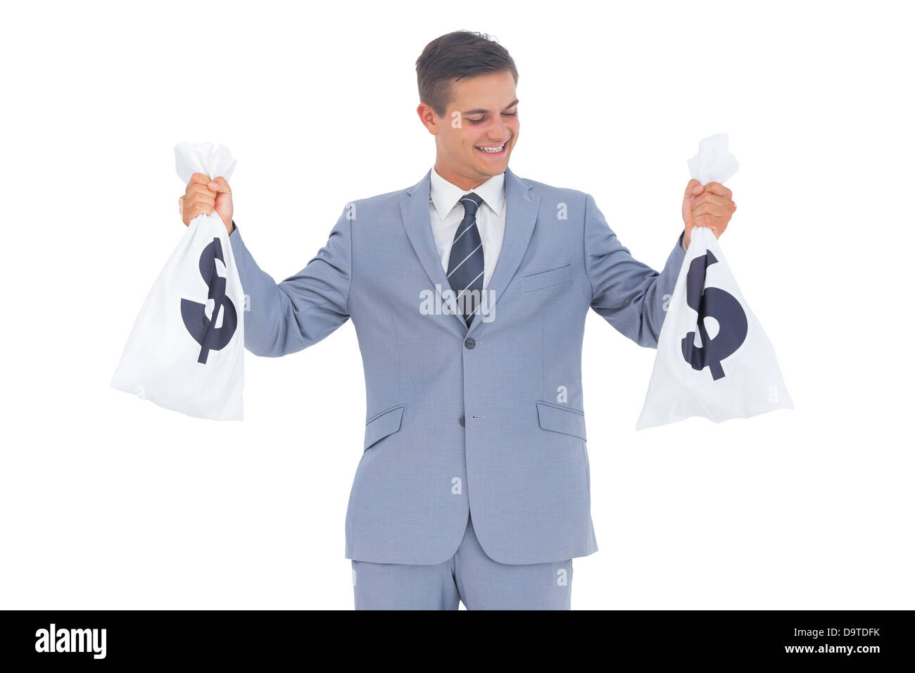 Businessman holding money bag hi-res stock photography and images - Alamy