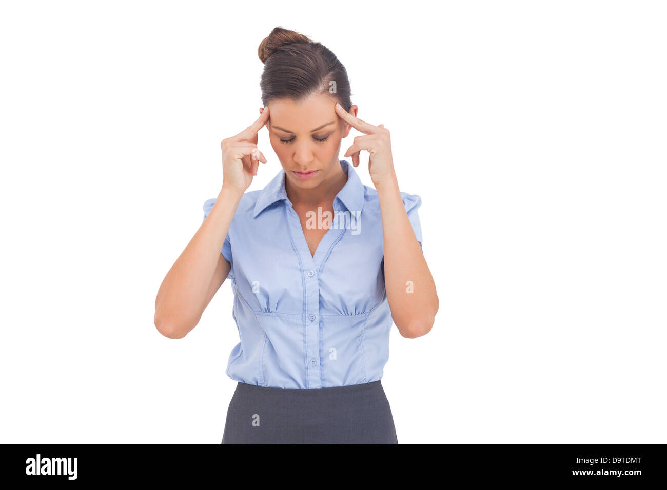 Woman fingers on temples hi-res stock photography and images - Alamy
