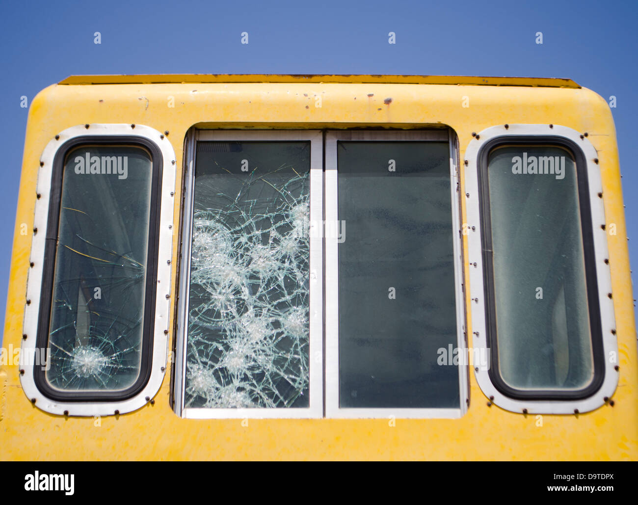 worn retro train windows Stock Photo