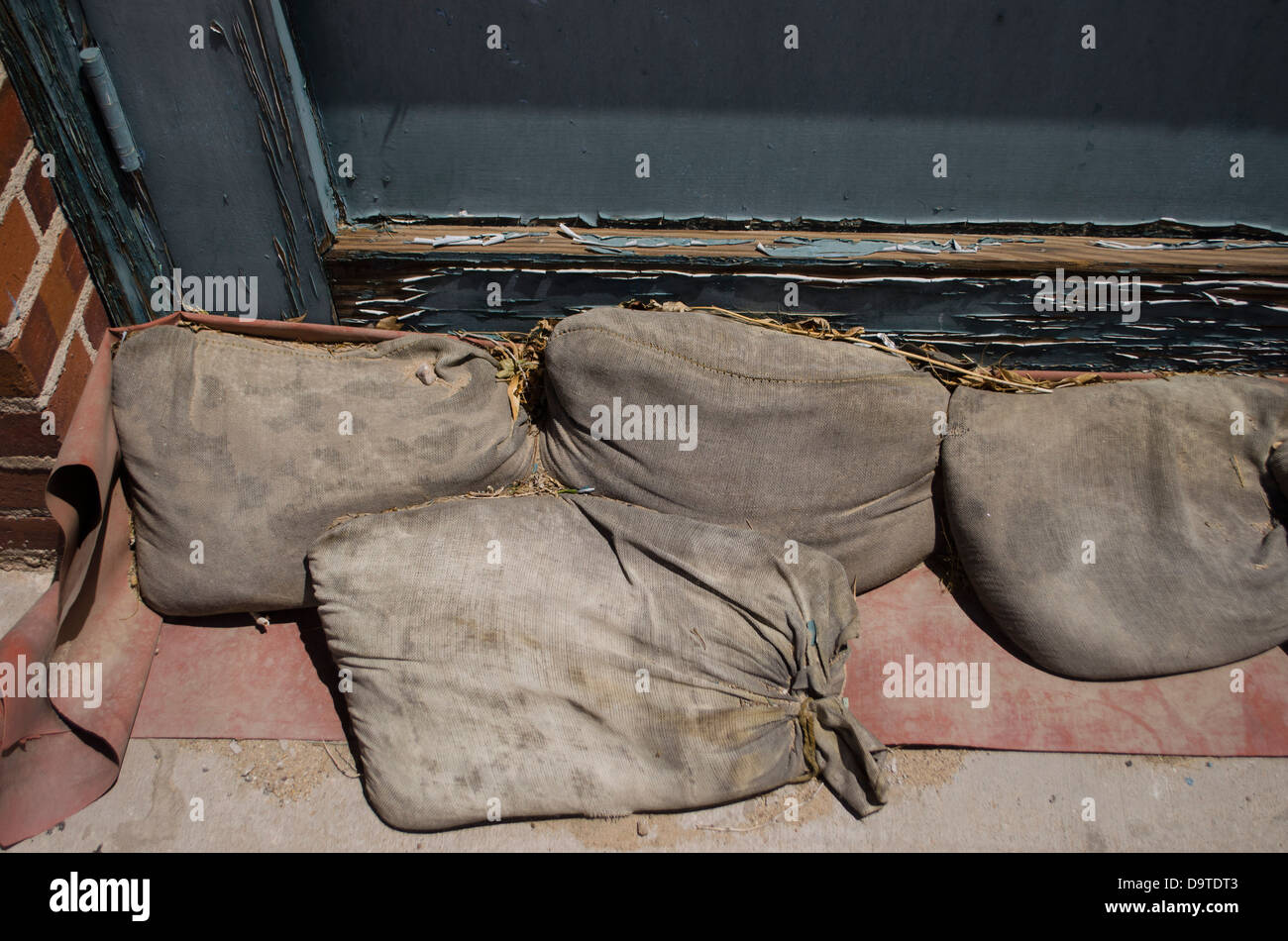 sand bags to prevent flooding Stock Photo