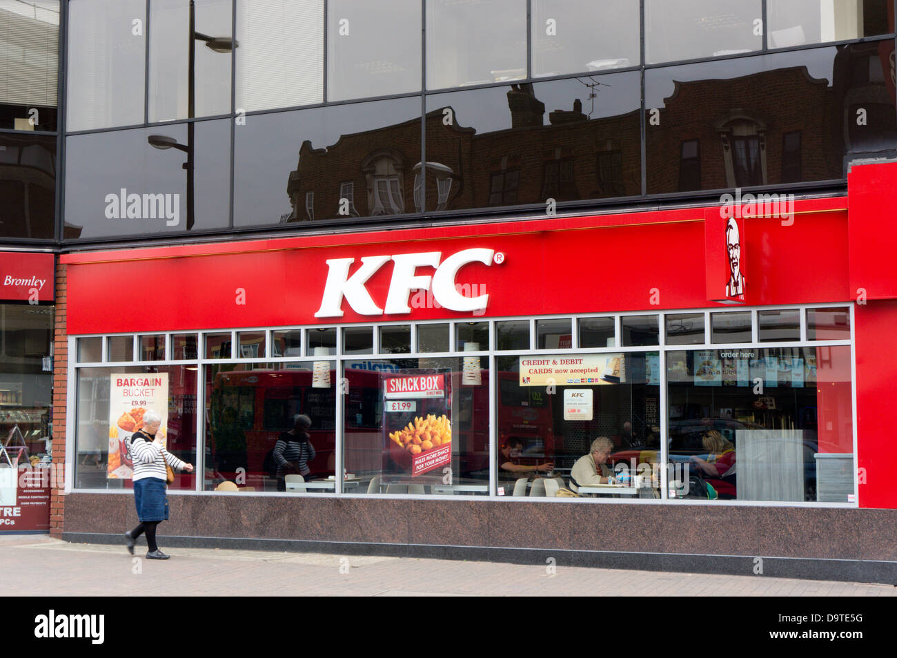 Kentucky Fried Chicken, KFC, in Bromley High Street, South London. Stock Photo
