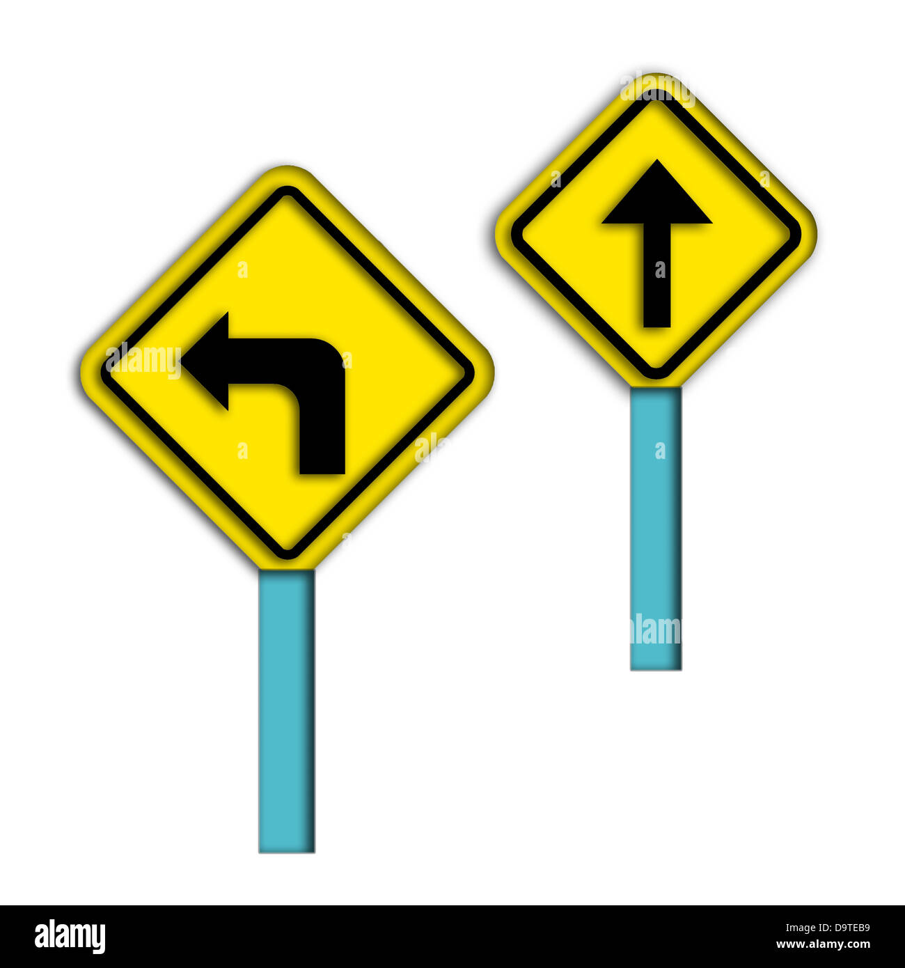 Follow traffic sign Cut Out Stock Images & Pictures - Alamy