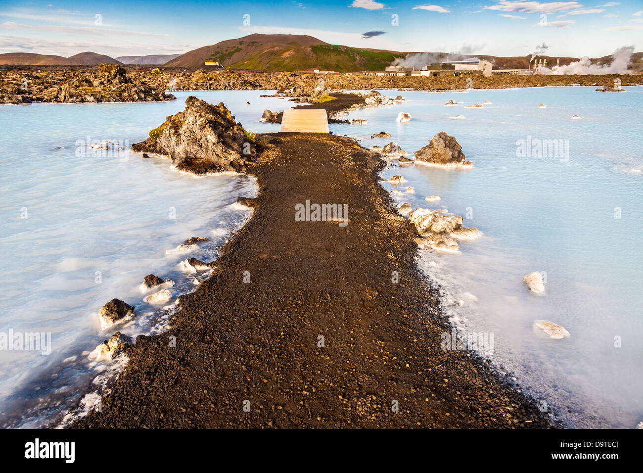 Iceland Blue Lagoon exclusive spa resorts. Gravel path Stock Photo