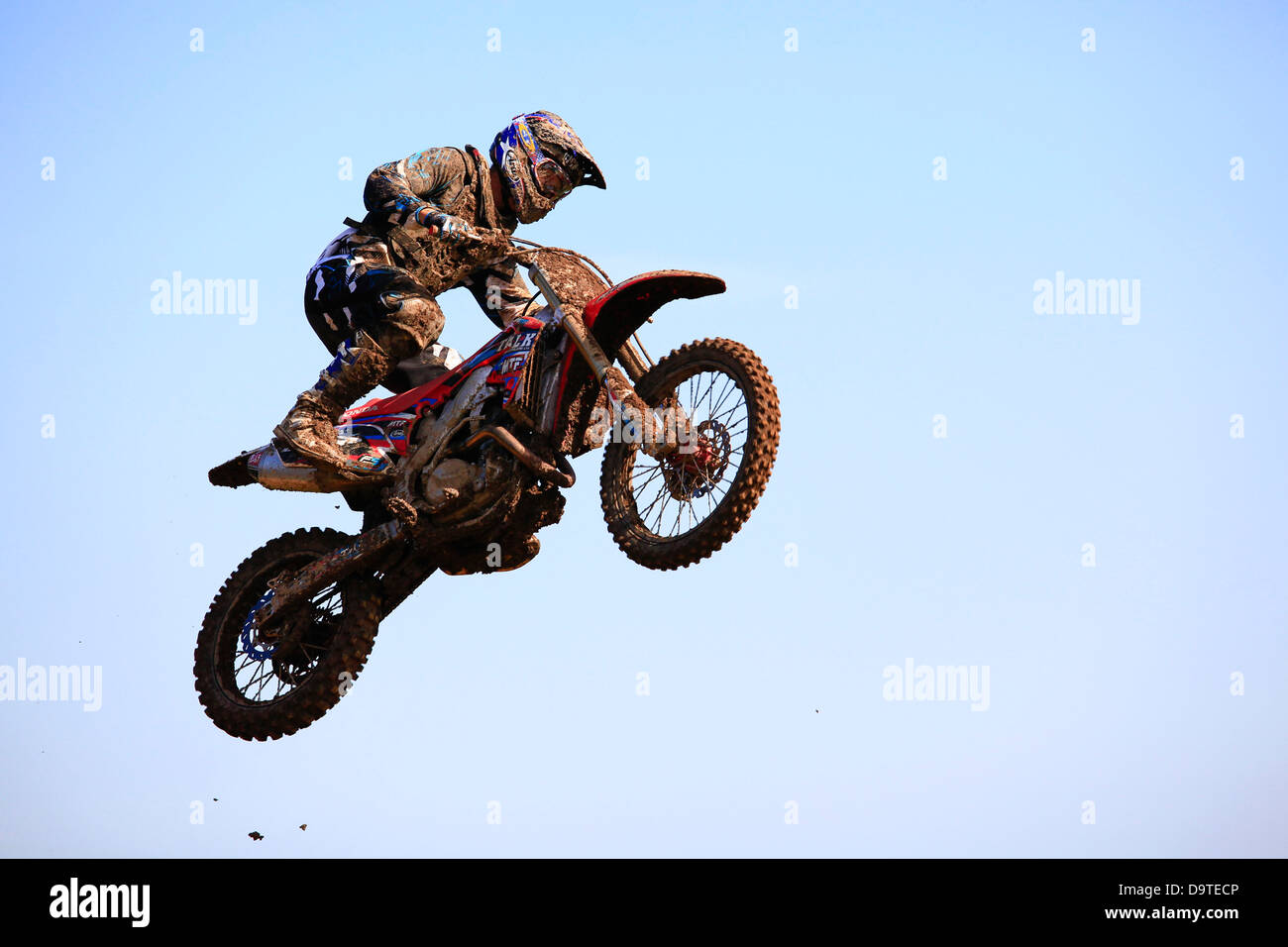 Jumping Rider Whitby Motocross, North Yorkshire Stock Photo