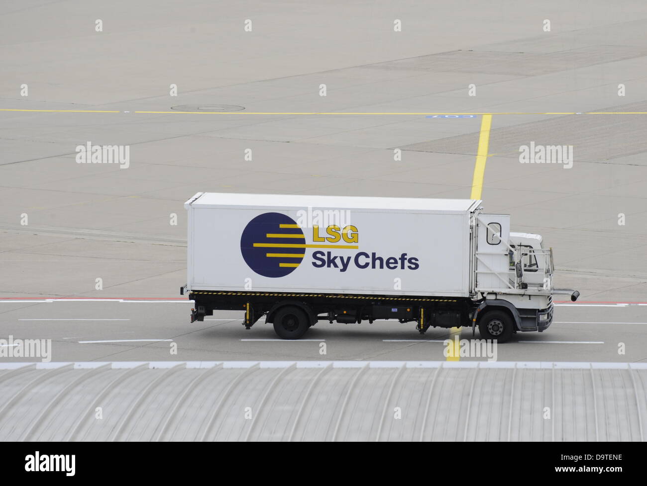 A truck of LSG Sky Chefs, a daughter catering company of German