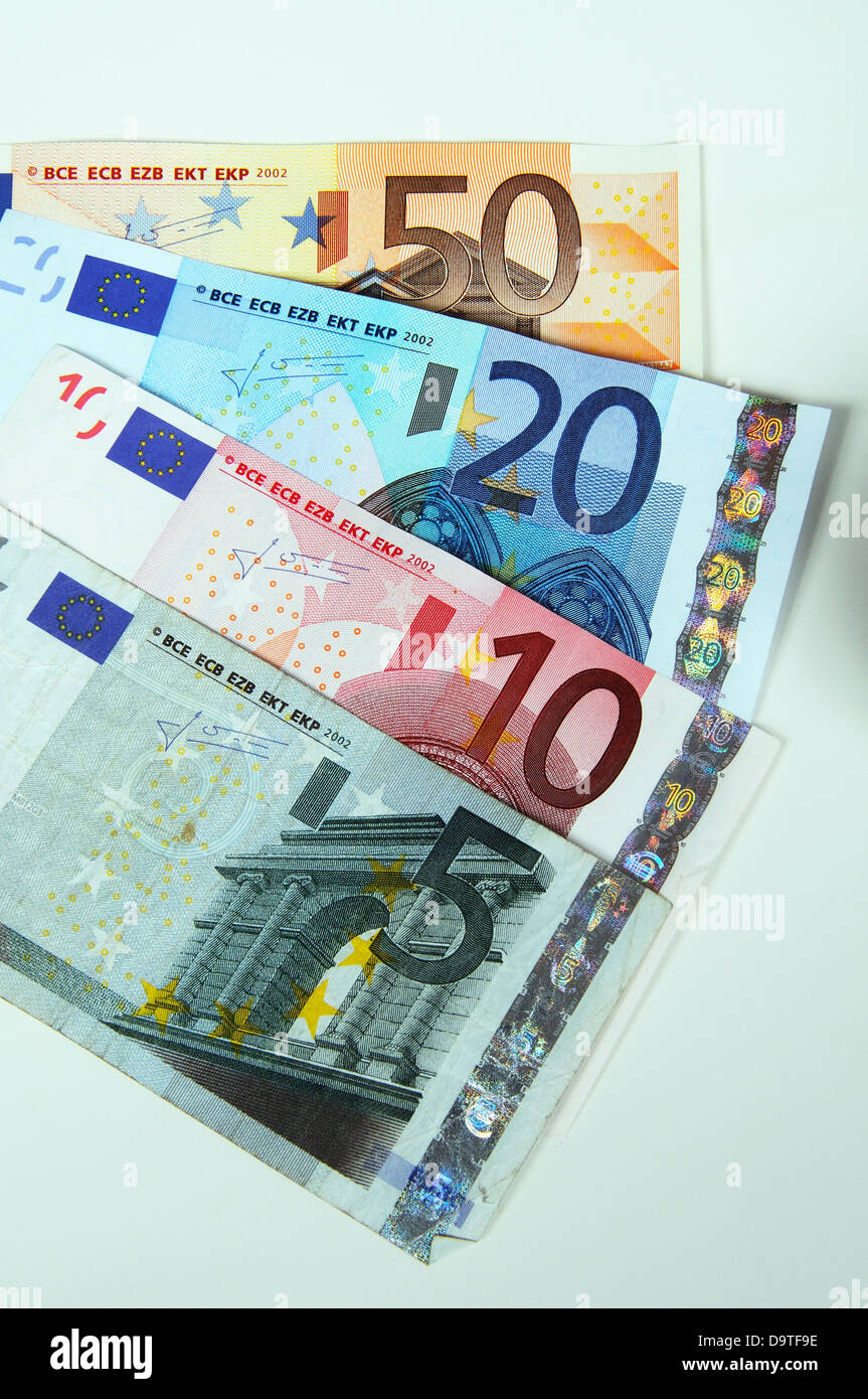 Euro Money Banknotes 5 10 And 50 Stock Photo Alamy