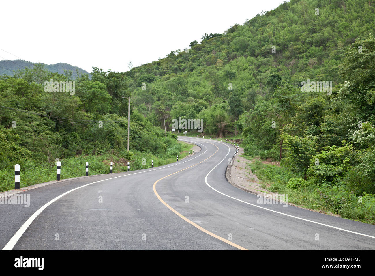road curve on tropical forest. Stock Photo