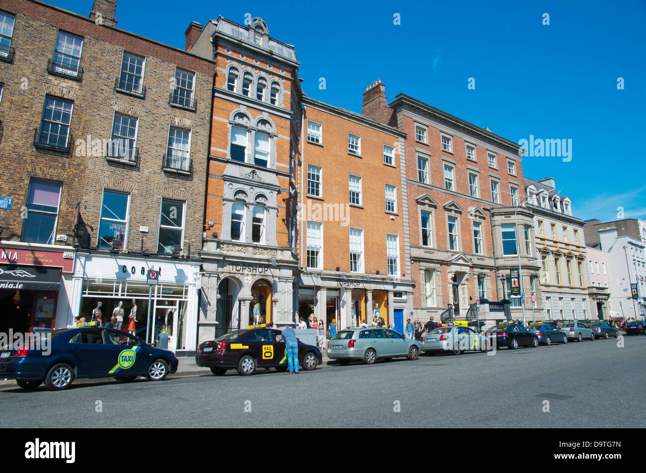 Taxis along St Stephen's Green North Street central Dublin Ireland Europe Stock Photo