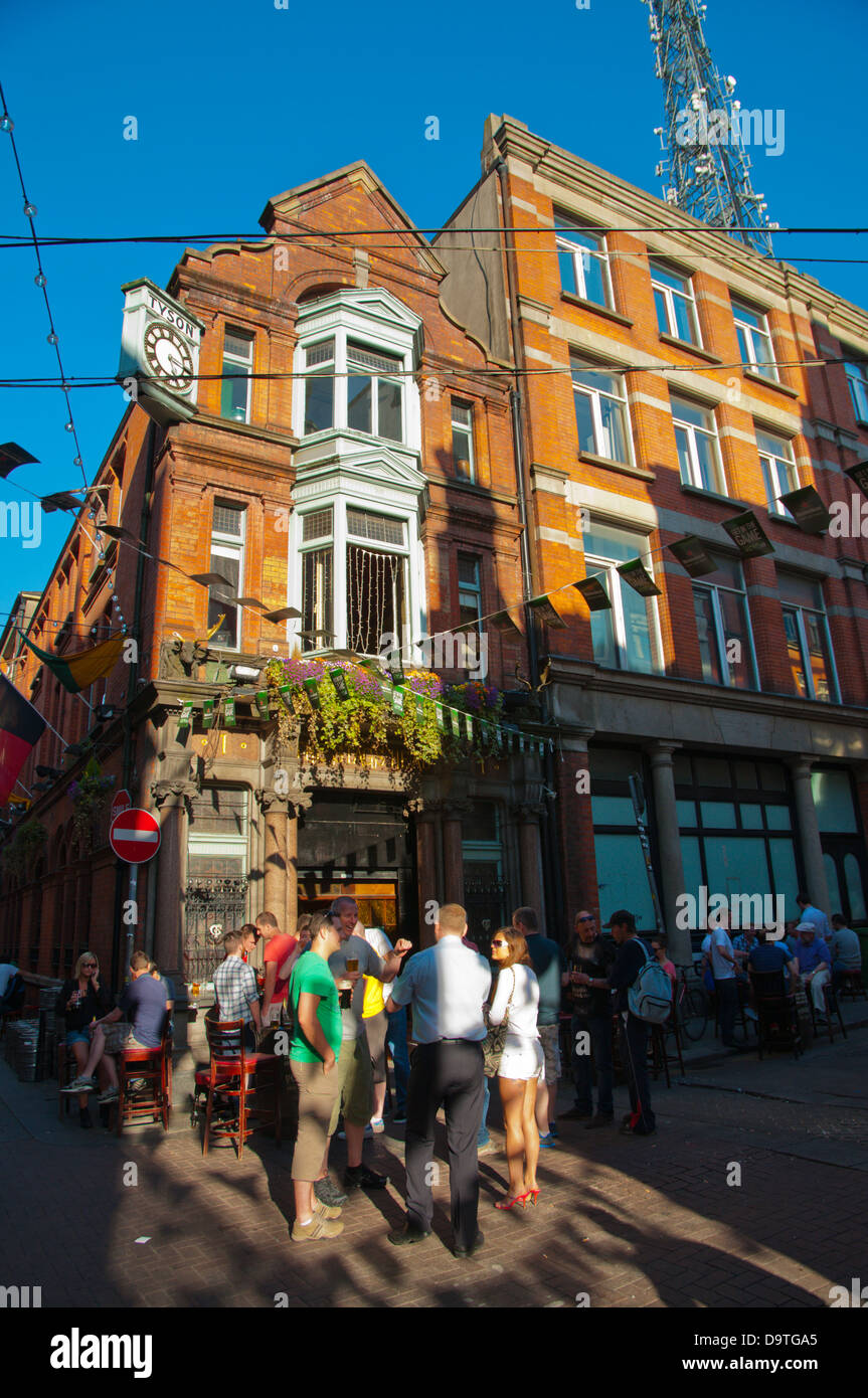 People outside Stag's Head pub central Dublin Ireland Europe Stock Photo