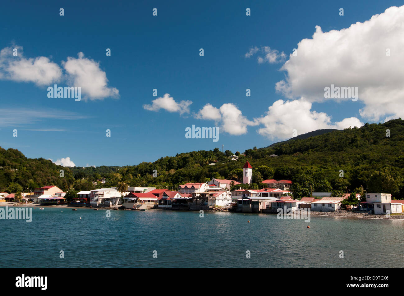 French Caribbean, Guadeloupe, BasseTerre, Deshaies, View of town from sea Stock Photo Alamy