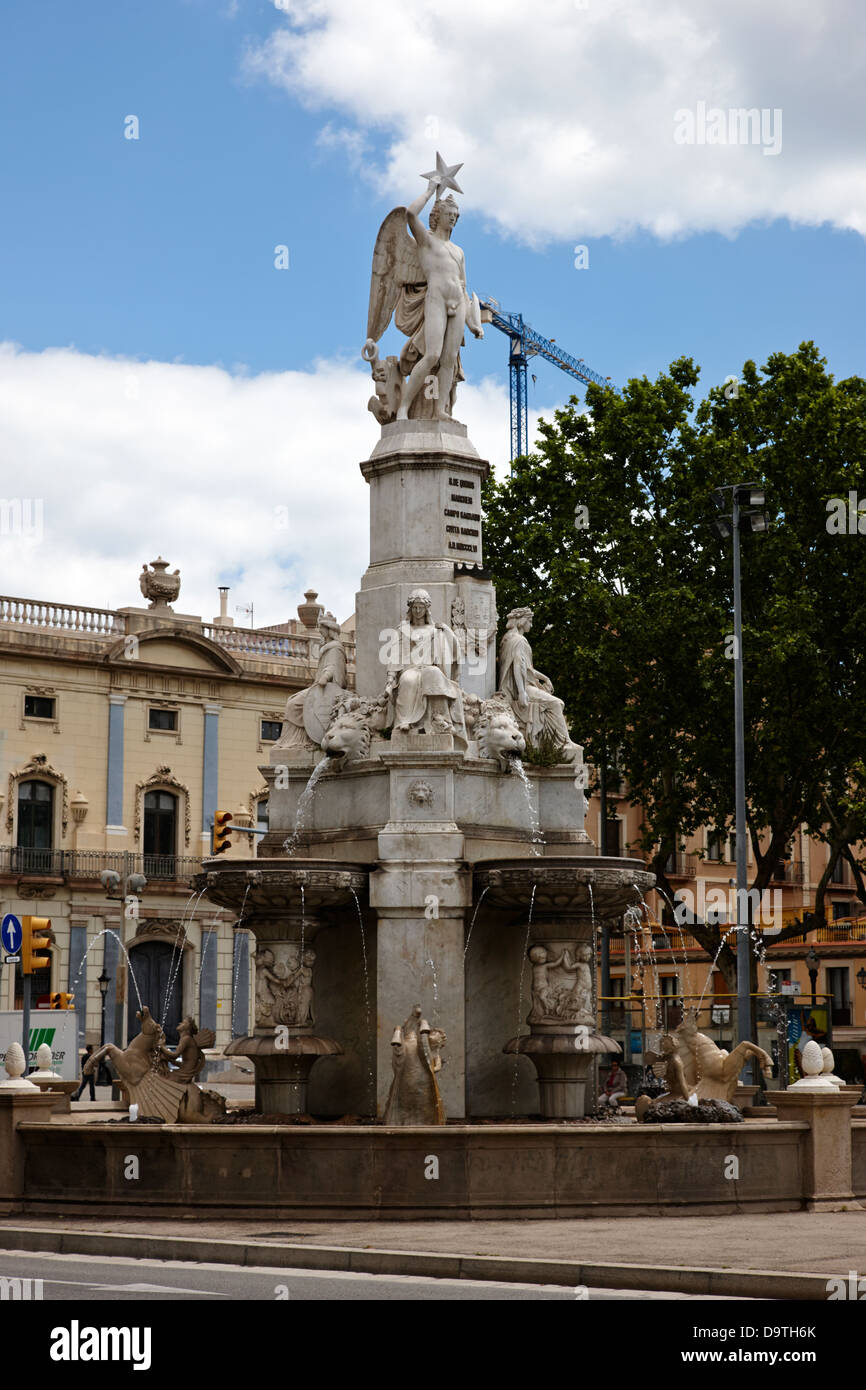 monument to the marquis of campo sagrado fuente del genio catalan barcelona catalonia spain Stock Photo