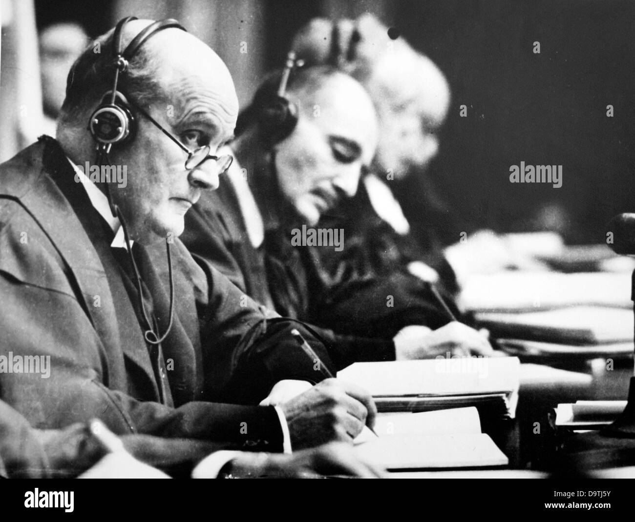 Lord of Appeal in Ordinary Geoffrey Lawrence (Great Britain), President of the International Miltiary Tribunal against the major war criminals of World War II, is pictured at the Nuremberg Trials in Nuremberg, Germany, in 1946. Photo: Yevgeny Khaldei Stock Photo