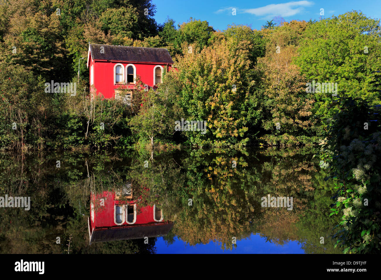 Ireland, Munster, County Cork, Cork City, Mardyke, Red house on River