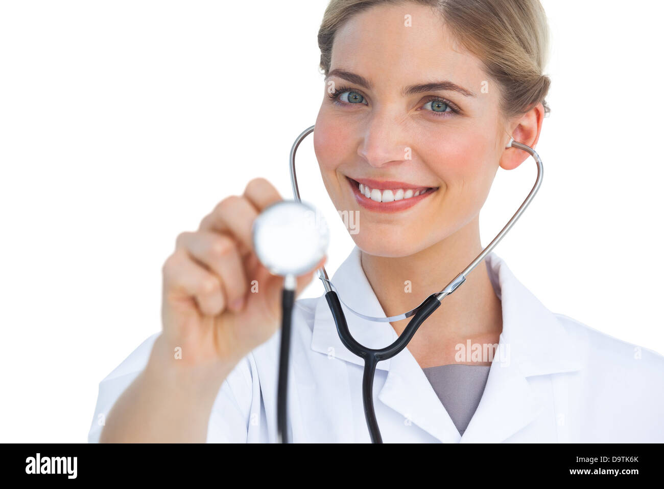 Nurse using stethoscope Stock Photo - Alamy
