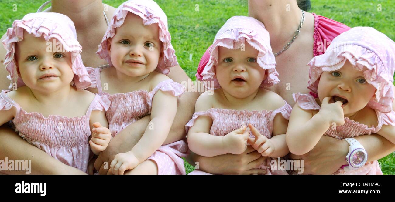 The oneandahalf year old identical quadruplets Laura, Jasmin, Kim