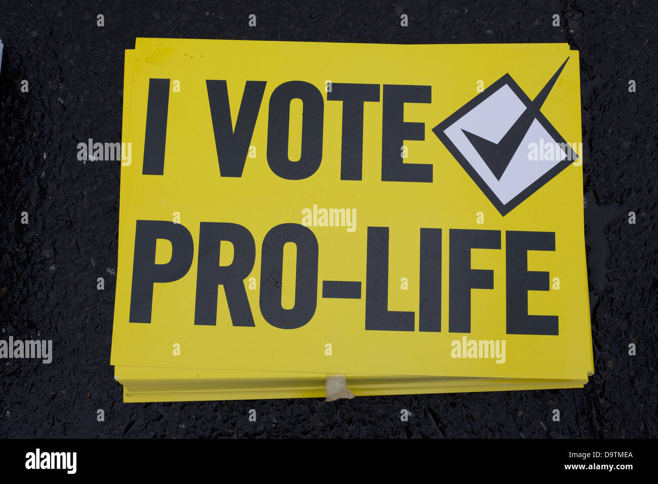 Pro Life protest placard in Dublin city Ireland Stock Photo