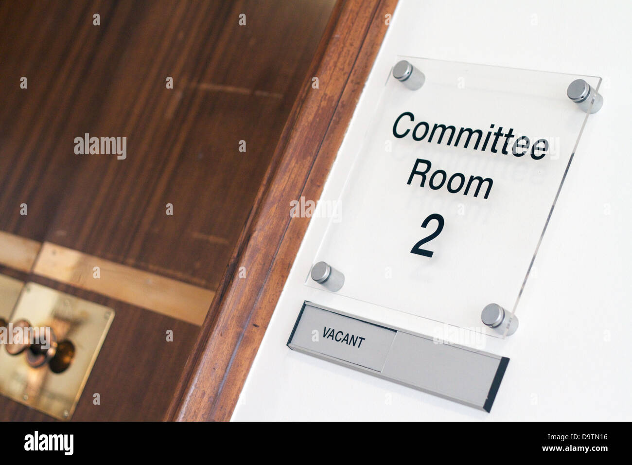 A sign outside a committee room in a council house in England Stock Photo