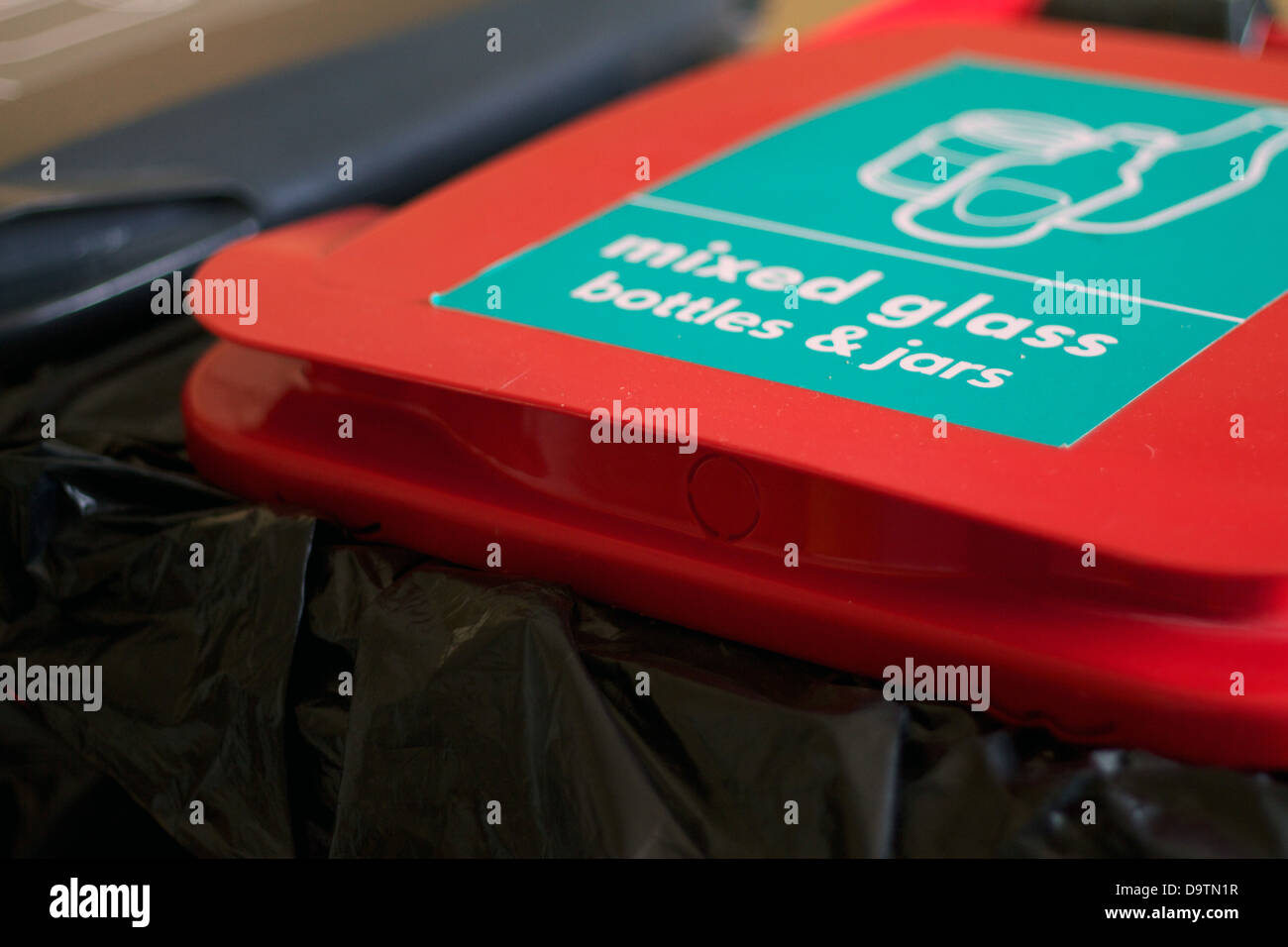 Mixed glass, bottles and jars recycling bin Stock Photo Alamy