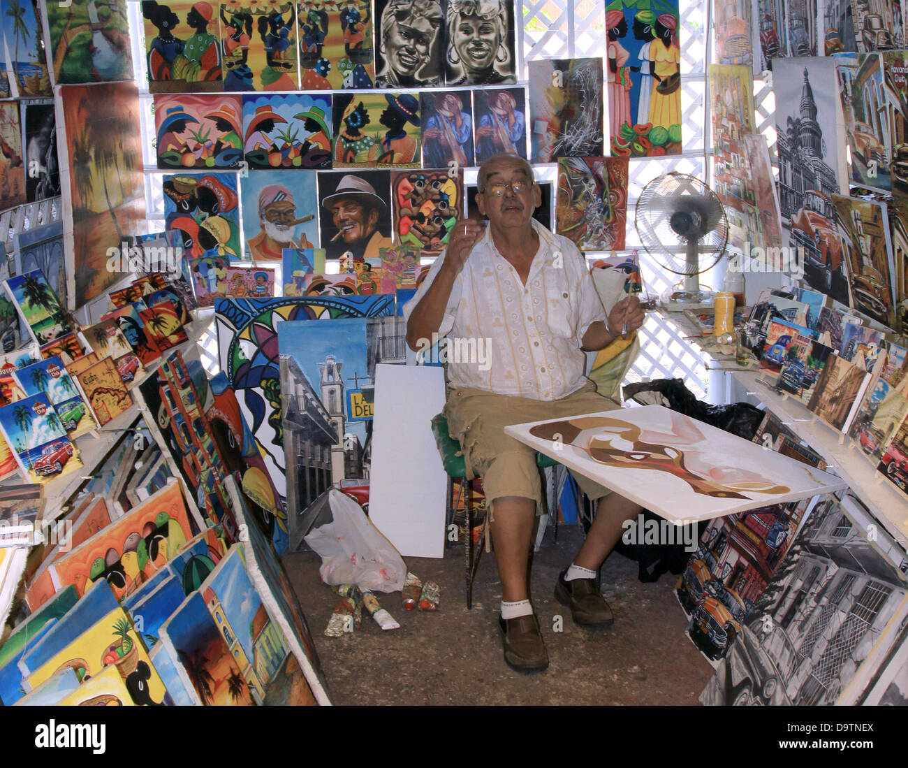 Cuban Painter Stock Photos Cuban Painter Stock Images Alamy A Cuban Painter Sits Among His Paintings At Work In A Souvenir Shop D9TNEX