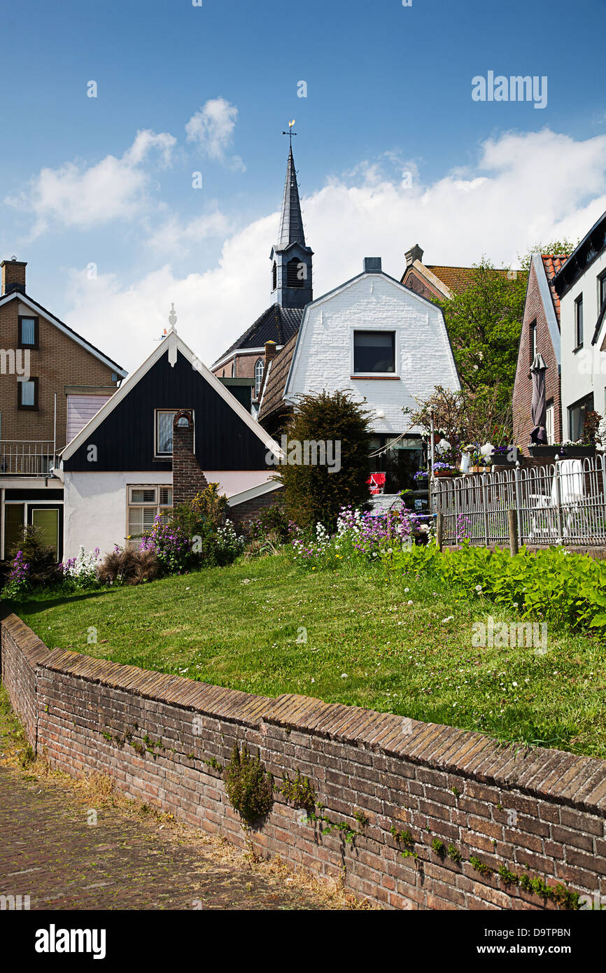 Vista near seawall of fishing village Urk, The Netherlands. Stock Photo