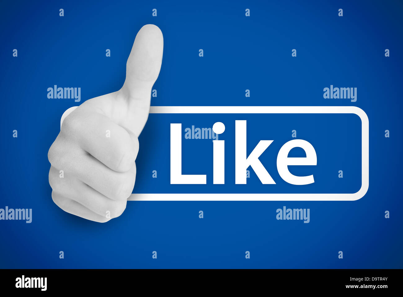 White thumb up next to the like from social networks Stock Photo