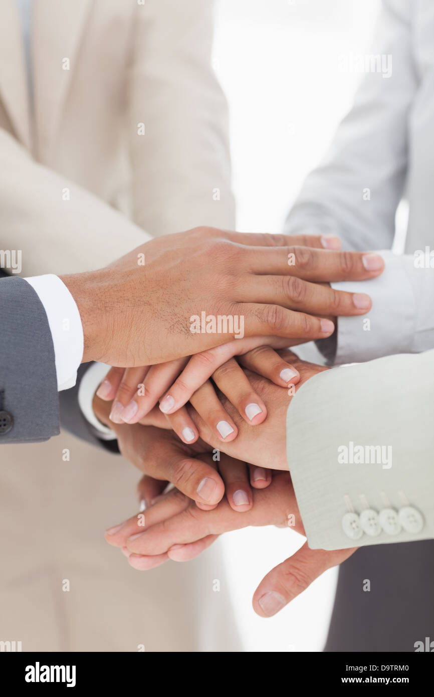 Business colleauges hands together Stock Photo