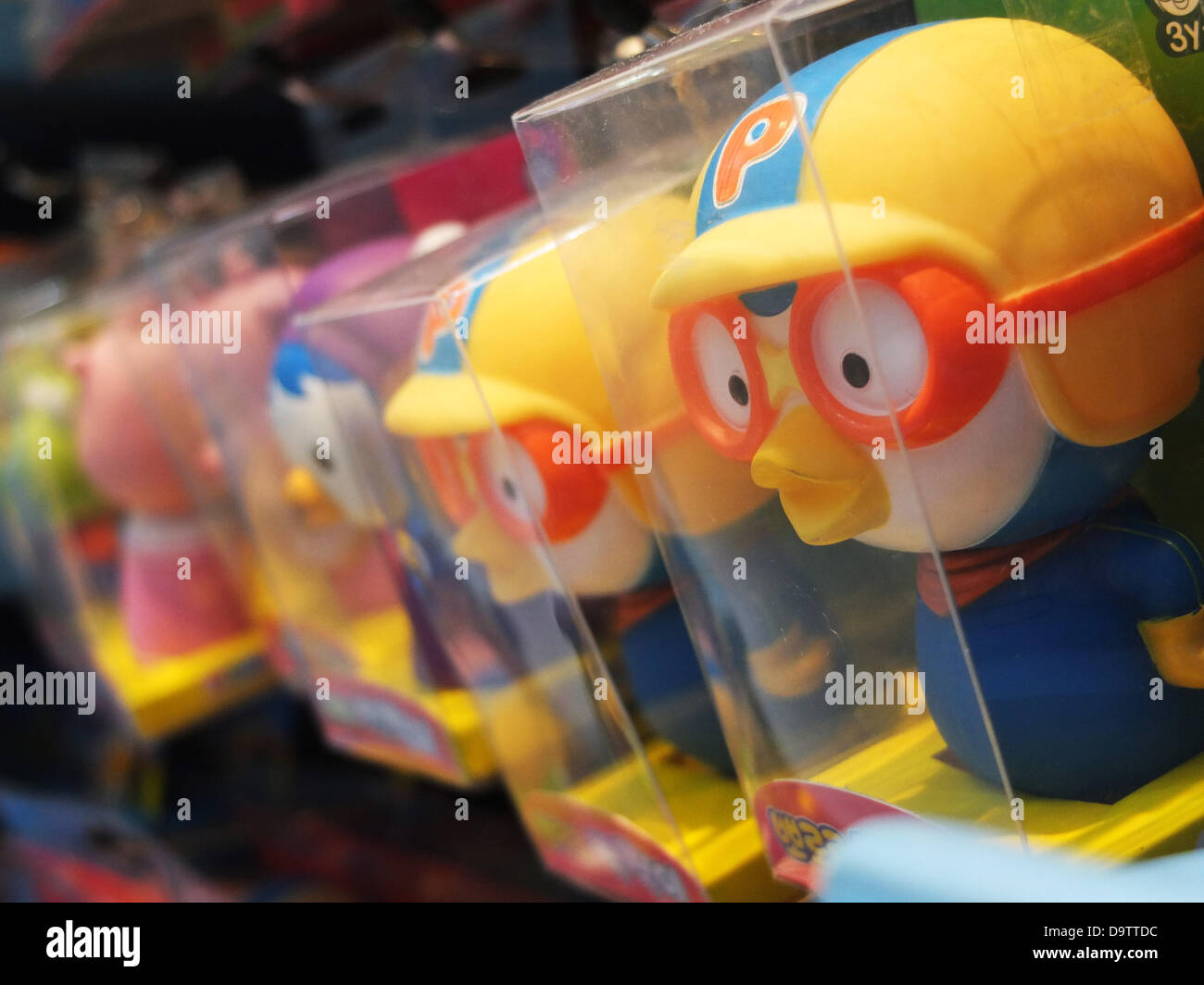South Korea: Pororo merchandising at toy shop in Everland amusement park Stock Photo