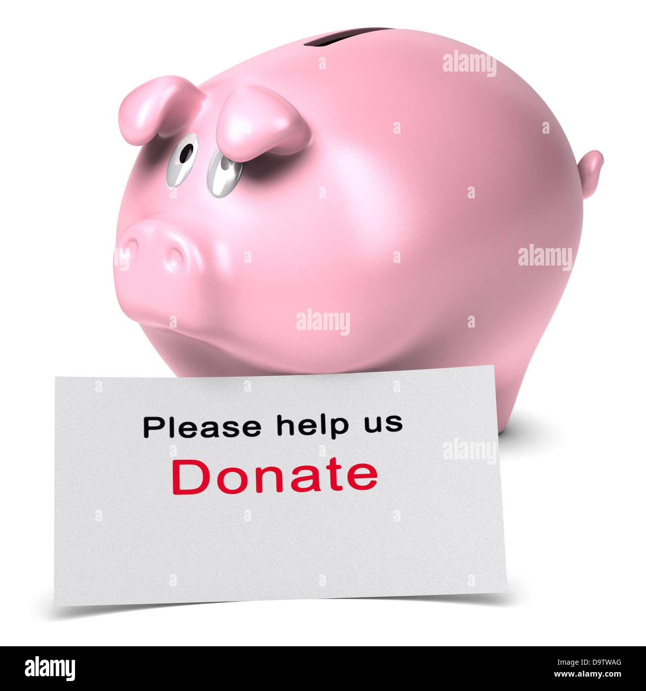 Sad Piggy Bank With A Card Where It Is Written Please Help Us, Donate ...